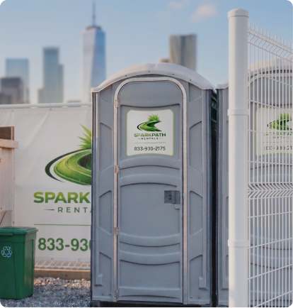 Portable restroom unit at outdoor event